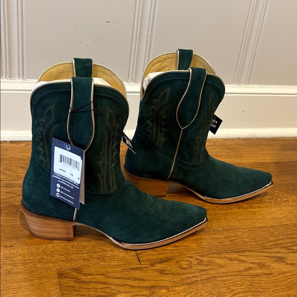 NWT & Box Tony Lama Dark Green Suede Western Boots - Picture 5 of 15